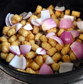 Tater tots cooking